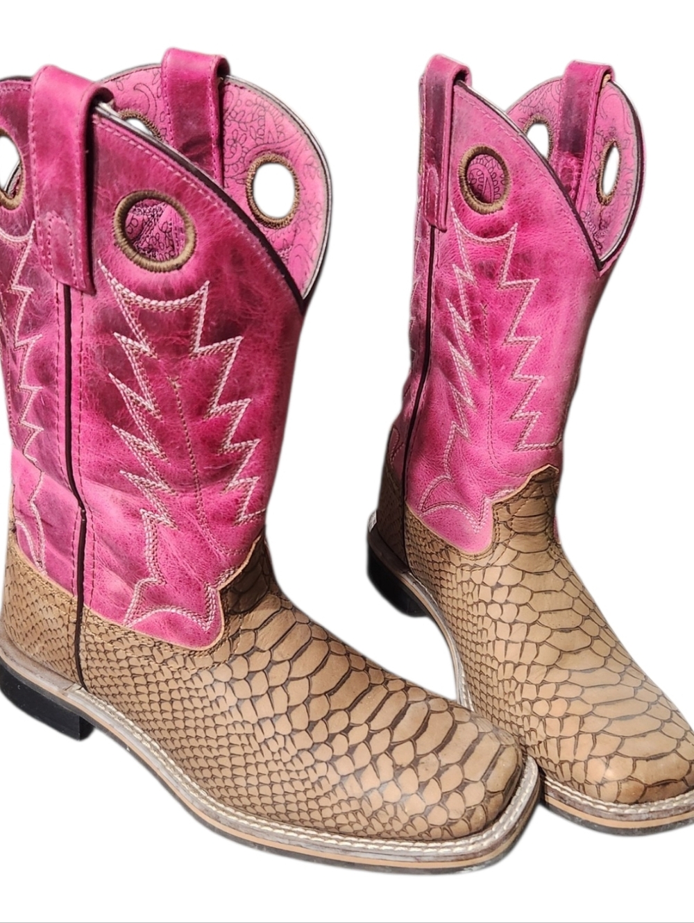 NEW Smoky Mountain Viper Leather Python Square Toe Boots Size 6.5